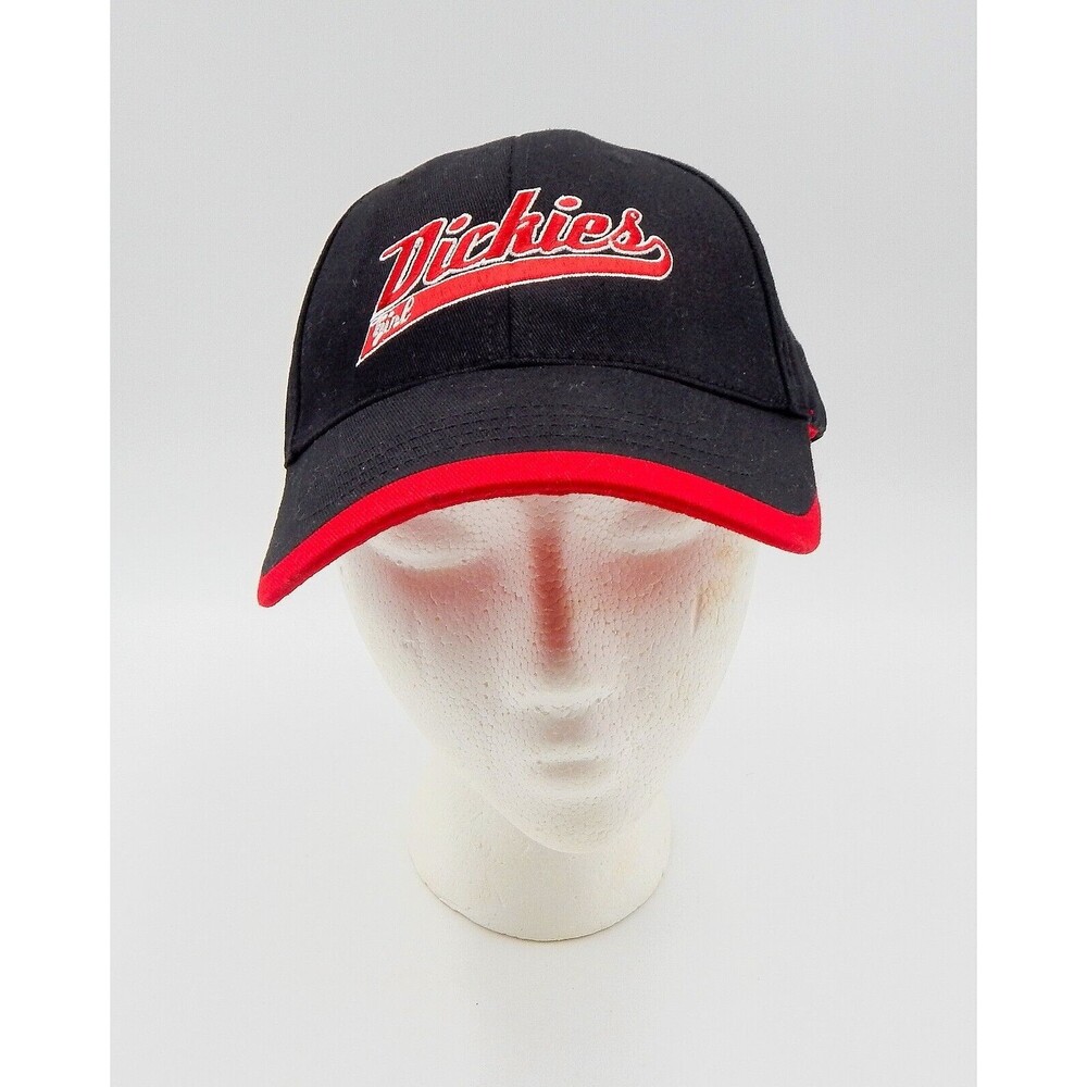 Dickies Red Spellout Black Baseball Cap Hat Adjustable Hook And Loop